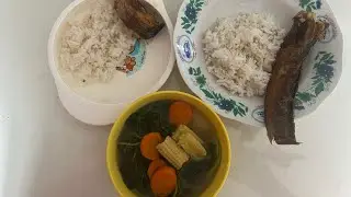 Sayur bayam dan goreng ikan || menu makan sore anak anak