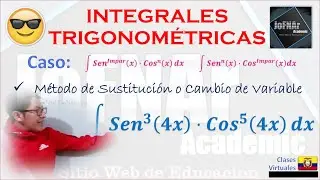 Integral Trigonométrica por Cambio de Variable: Sen^3(4x)*Cos^5(4x)dx - Clase Virtual