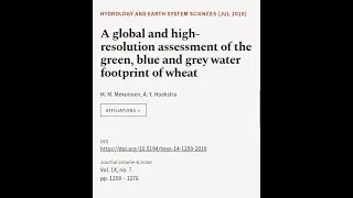 A global and high-resolution assessment of the green, blue and grey water footprint o... | RTCL.TV