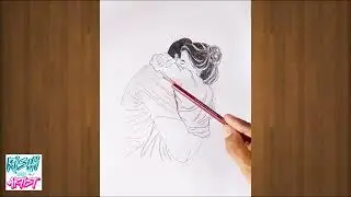 Romantic Couple hug drawing | couple drawing easy | drawing tutorial video | Hug sketch drawing