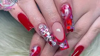 Late valentines acrylic nails. Using @glitterbels new valentines pre mixed glitter