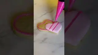 💕 Double Heart Cookie Tutorial 💕 #shorts #cookies #cookiedecorating #valentinesday #royalicing