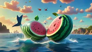 Three Watermelon Whales Splash and Spin | Fun Kids Song | Nursery Rhymes and Baby Songs