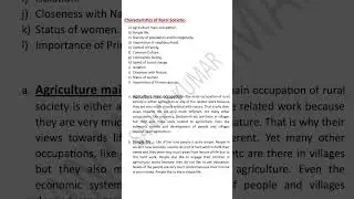 Meaning, Definition and characteristics of Rural Society.Notes ##basociology ##sociologyfact