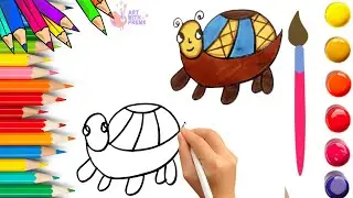 How To Draw cute Tortoise Drawing, Painting & Coloring For Kids & Toddlers_🌈🎨