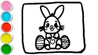 Cute Rabbit in eggs Drawing, Painting and Coloring For Kids and Toddlers_ Easy Drawing 