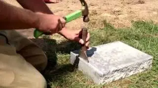 How to chisel a Nicolock Granite City Blend Retaining Wall Cap... Ryan's Landscaping