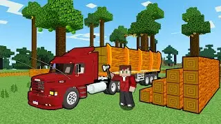 TRANSPORTEI MADEIRAS COM O MEU CAMINHÃO NO MINECRAFT!!!!