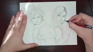 Quick Pencil Sketch - Cloud & Tifa (FF7R)