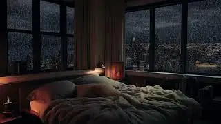 Heavy Rain in the City: Cozy Room, Hot Chocolate, Warm Blanket, and Relaxing Rain Sounds