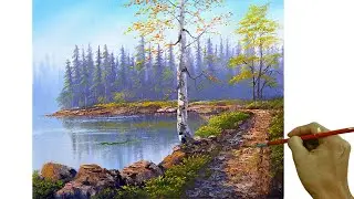 Landscape Oil Painting in Time-lapse / Birch Tree Beside the Lake / Palette Knife / JMLisondra