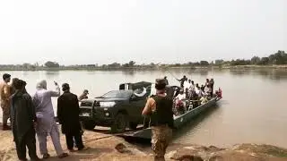 Army Jeeps offloading at Ravi Saifan, BRB canal Lahore, Pakistan