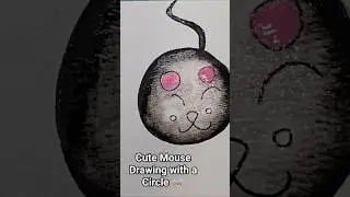 Cute Mouse Drawing with a Circle 🐭 | Very Easy Step by Step Drawing for Kids #kidsshorts #kidsart