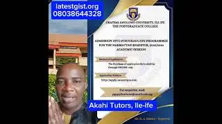 OAU Post Graduate Admission Form is Out Online 2023/2024 Academic Session - oauife