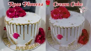 Beautiful Wedding Cake 🌹 | Cream Cake with Fresh Flowers Decoration