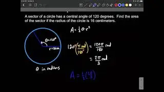 Find the area of a sector given radius and angle that subtend the sector