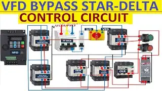 VFD with star delta bypass Control wiring diagram | VFD Bypass Star Delta Starter | VFD Bypass .