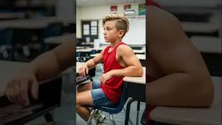 Child bodybuilders at school! Healthy lifestyle at school desks! Part 71
