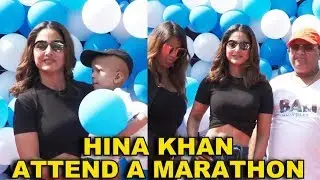 HINA KHAN ATTEND A MARATHON TO SUPPORT NGO LIFE SAVE FOUNDATION CANCER KIDS