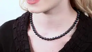 Black Akoya Pearl Necklace 7.0-7.5 mm Pure Pearls