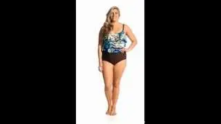 T.H.E. Liquid Gold Plus Size Triple Tier Tankini One Piece | SwimOutlet.com