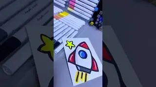 ASMR WHITH ART MARKERS ROCKET  #art #asmr #coloring #drawing #satisfying #relaxing #cute
