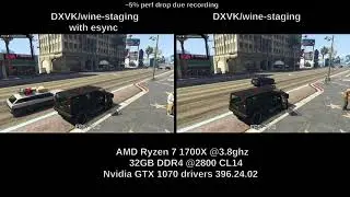 Benchmark: DXVK with wine-staging vs wine-staging esync patched - GTA V