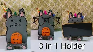 DIY 3 in 1 Holder ✨ || Reuse Cardboard to make Holder || Pen holder 