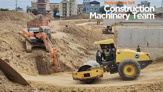 Construction Machinery Replace Clay Soil for Slope Protection