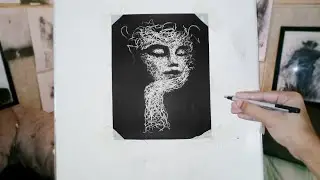 How to draw charcoal portrait | Expressive white charcoal drawing