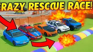 Mini & BIG TRACTOR & TRAILER vs DEEP MUD & Multi Trailer - TRACTORS vs POLICE ! Farming Simulator 22