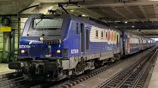 D&eacute;part d&rsquo;une BB 27300 et d&rsquo;un VB2N de la ligne N &agrave; Paris Montparnasse