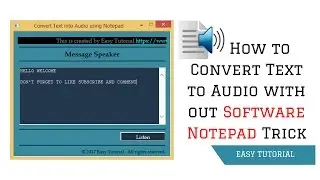 How to Convert Text to Audio with out Software Notepad Trick [EASY TUTORIAL]