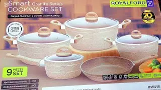 Royalford Cookware Set Unboxing | Royalford 9Pc Granite SmartCookware set |Cookware Review