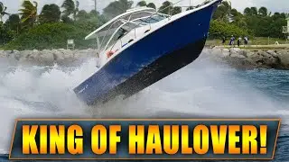 BOATER LAUNCHED BY ANGRY WAVES AT HAULOVER INLET !! | WAVY BOATS | KING OF HAULOVER