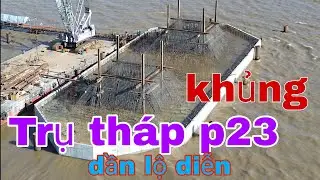 Trụ Th&aacute;p P23 khủng đ&atilde; lộ được những thanh sắt khủng được di chuyển v&agrave;o