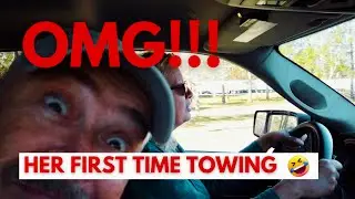 HER FIRST TIME TOWING AN RV!!! Wife TOWS our Retro189R travel trailer! 🤣