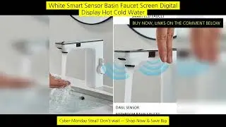 White Smart Sensor Basin Faucet Screen Digital Display Hot Cold Water Mixer