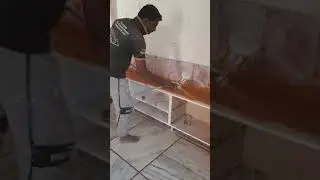 Duco spray painting on Cupboards