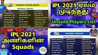 IPL 2021 Auction Full squad|Sold players list & unsold player list|2k Tech tamil