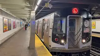 NYC Subway: Short R143 (L) Train With The 2025 Spotify Ad Wrap Action!