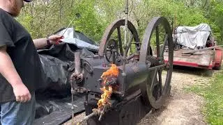 Starting a 15hp Reid oilfield engine