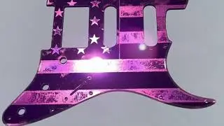 American Flag Stratocaster Pickguard in Pink Acrylic Mirror by Dust Storm Engraving
