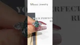 MSR-1818/ PT950 Pear cut green lab diamond ring #messijewelry #jewelry #labdiamondring #ring