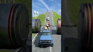 Cars & Ambulance Van vs Chained Hydraulic Crush - BeamNG.drive