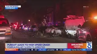 Burglary suspect ejected when Glendale pursuit ends in crash | Los Angeles Car Chases