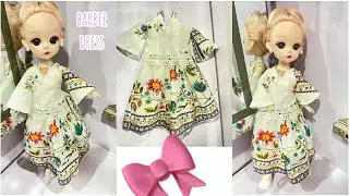 DIY_Elegant Floral Doll Dress | Easy Handmade Doll Frock | Doll Dress Stitching