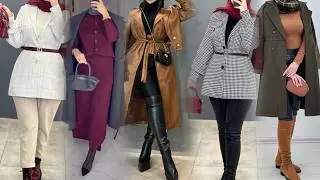 موضة شتاء 2025 للمحجبات|ملابس تنسيقات لشتاء بأفكار أنيقة hijab fashion2025/hijab style/hijab turkish