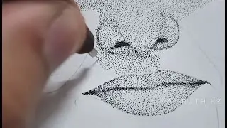 Female portrait Stippling drawing