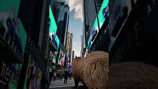 Cute Giant Capybara Takes Over Times Square! 🗽🐹 (NYC VFX Short) #capybara #cuteanimals #cute
